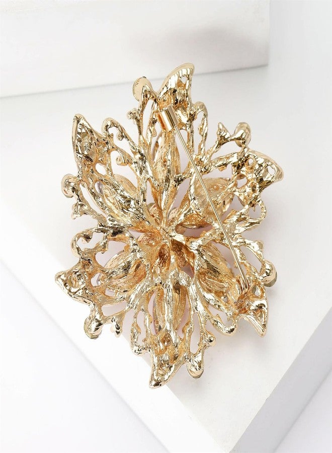 IS4U Rhinestone Flower Brooch Elegant Petal Flower Brooch Multi-colored Crystal Flower Shape Brooch Stylish Large Rhinestone Crystal Flower Brooch Fashionable Casual Wear Hat Accessories Jewelry for Women (Green) - Image 3